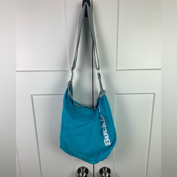 Buckle Crossbody Canvas Bucket Large Bag Teal Beach Shopping - Picture 1 of 5